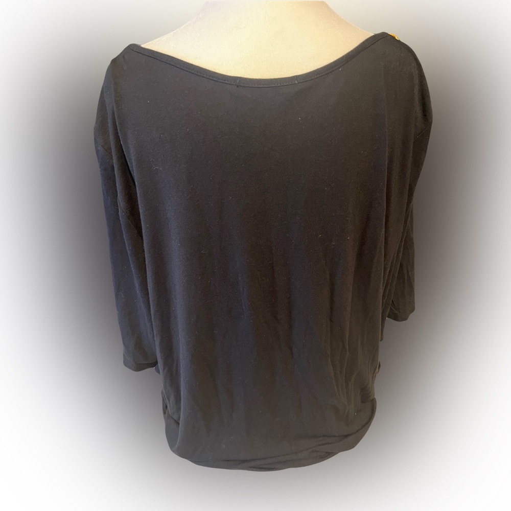 Kim & Cami Women’s Black Short Sleeve Top With Mesh Embroidery 3XL - Picture 3 of 5
